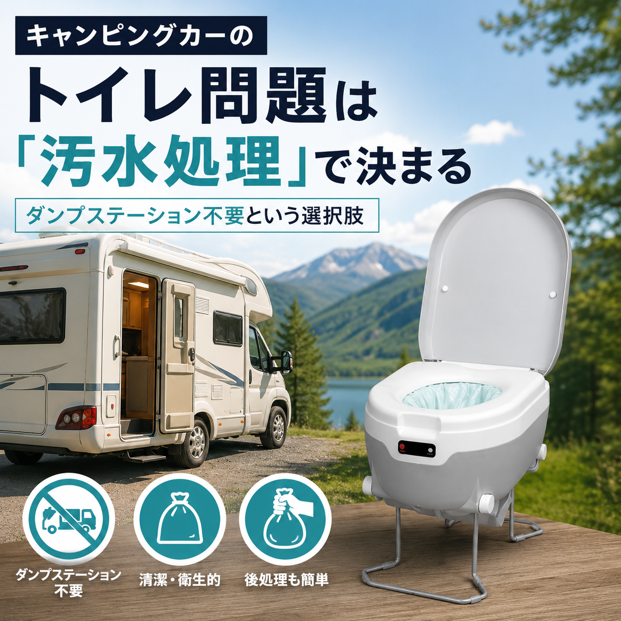 キャンピングカーのトイレ問題は「汚水処理」で決まる ダンプステーション不要という選択肢｜ラップ式ポータブルトイレ