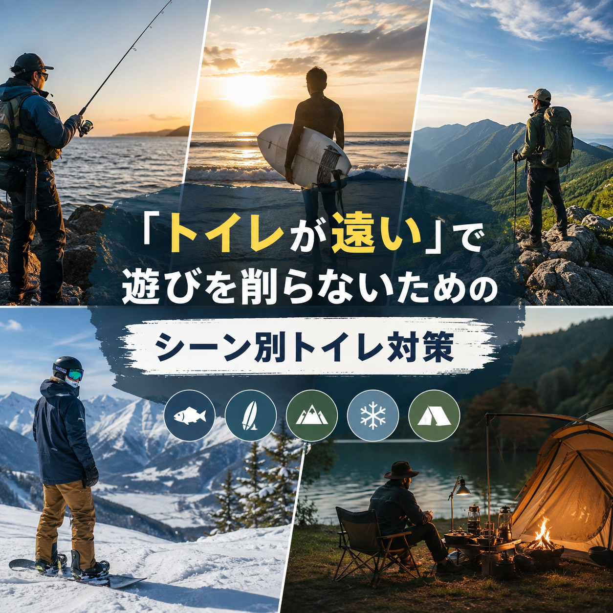 釣り・サーフィン・登山・スノー・キャンプ。 「トイレが遠い」で遊びを削らないためのシーン別トイレ対策
